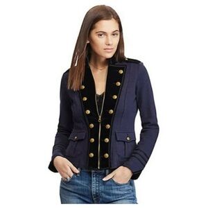 RARE DENIM&SUPPLY velvet gold button military full zip military inspired jacket